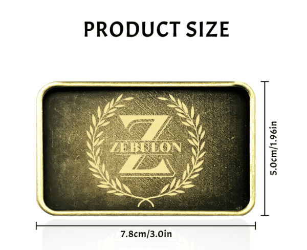 A picture of zebulon logo with product size.